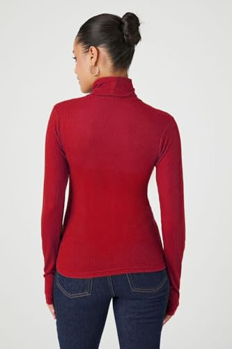 Image of Emmalise Womens Turtleneck Top Long Sleeves Fitted Ribbed Top