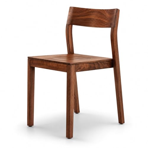 Image of Genuine Decor Set of 2 Rosewood Dining Chairs - Rustic Teak Brown Finish, Solid Wood, No Cushion, Perfect for Dining Room, Living Room, Bedroom (Without Cushion)