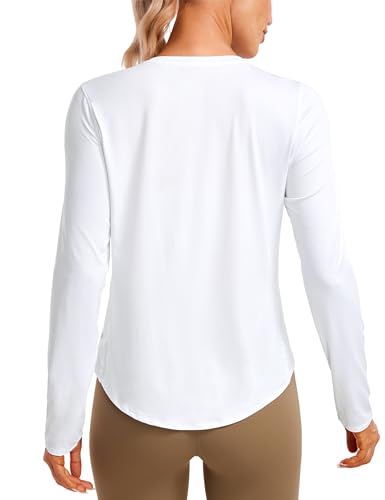 Opiniones de Ropa de Atletismo los más recomendados. 47 CRZ YOGA Camiseta Playera de Manga Larga de Entrenamiento Ligera para Mujer UPF 50+ Atlético con Cuello Alto Blanco Chico