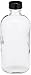JG Finneran D0149-8 Clear Borosilicate Glass Standard Boston Round Bottle with Black Phenolic Closure, PE Cone Lined, 24-400mm Cap Size, 8oz Capacity (Pack of 12)