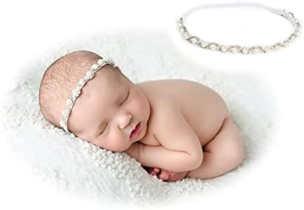 Honra Newborn Photography Props Pearl Headband Baby Photoshoots Posing Photo Tieback Hair Accessories (White 01)