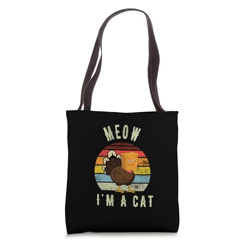 Thanksgiving Funny Turkey Cat Meow Vintage Tote Bag