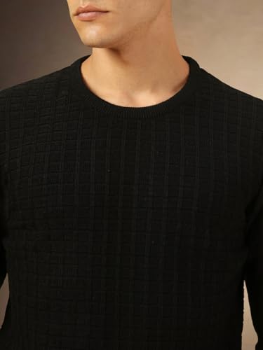 Image of Dennis Lingo Men Solid Acrylic Regular Fit Full Sleeves Pullover Sweater