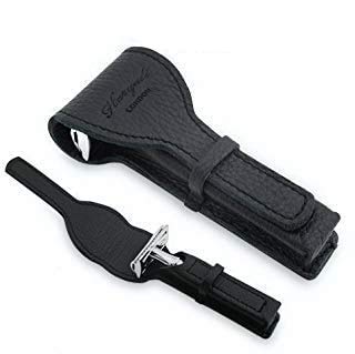 Safety Razor Leather Case - Black Colour Leather Case - A Perfect Leather Protective Case for Razors - Leather Pouch for Shaving Razors