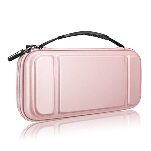 Fintie Tragetasche für Nintendo Switch/Switch OLED Modell - [Stoßfeste] Hartschalen Aufbewahrung mit 10 Spielkartenhaltern, Haltegurt für Nintendo Switch Konsole und Zubehör, Roségold