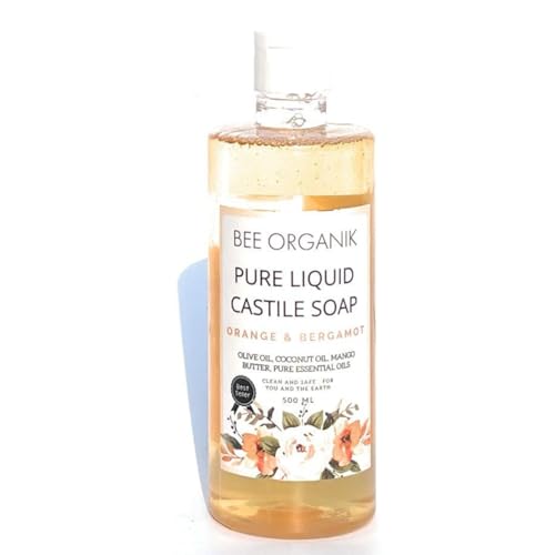 Image of Pure Liquid Castile Soap for Face, Body, Hair | Natural, Organic and Safe | Eco-Friendly and Non-Toxic | Hands and Body | orange 500ml