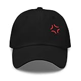 Popping Anime Vein Embroidered Baseball Hat Cotton Adjustable Dad Hat,Anime Hat Black,One Size