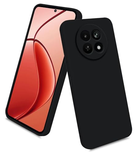 Image of Liquid Silicone Back Case Cover for Realme 12X 5G / Realme 12 5G - Flexible With Inner Lining and Camera Protection (Black)