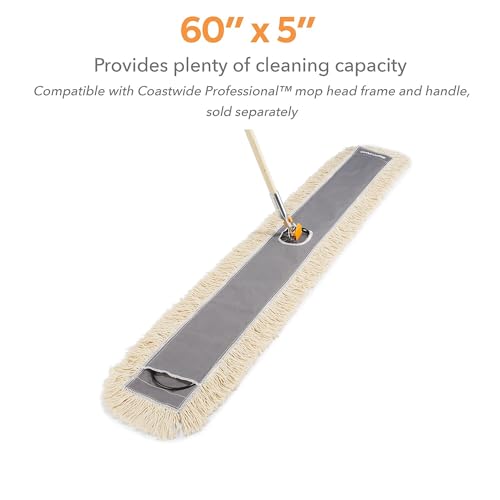 Image of Coastwide Professional Cut-End Dust Mop Head, Cotton, 60 inch x 5 inch, White