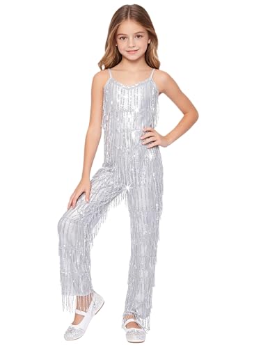 Unitard de danse enfants combinaison métallique anti-grattage paillettes