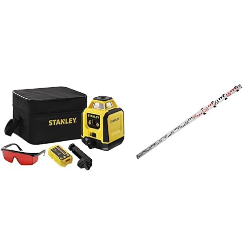 STANLEY Niveau Laser Rotatif STHT77616-0 - Faisceau Rouge - Portée 240 m (diamètre) - Précision +/- 6 mm @30 m - IP54 - Livré avec Piles, Pochette Rigide, Lunettes,...