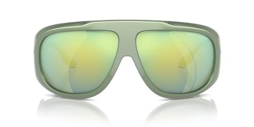 A|X ARMANI EXCHANGE Ax4143su - Gafas de sol de aviador de ajuste universal para hombre, Verde metalizado/violeta oscuro, verde espejado, 67 mm