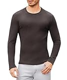 Mauro Kane T-Shirt Homme Manches Longues Décontracté Shirt à Col Rond Unis Pull Basique Haut Thermiques Regular Fit, M