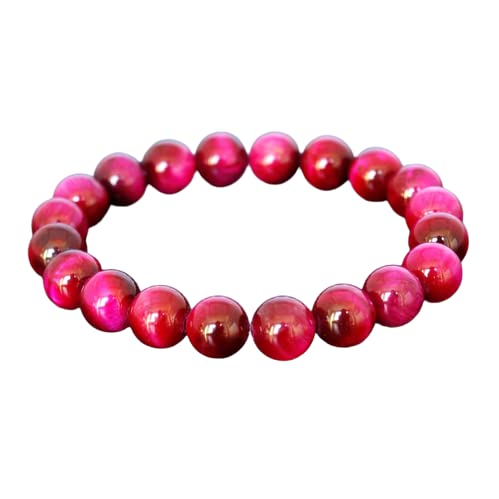 Bracelet en œil de tigre rose naturel pour hommes et femmes avec pierres rondes polies