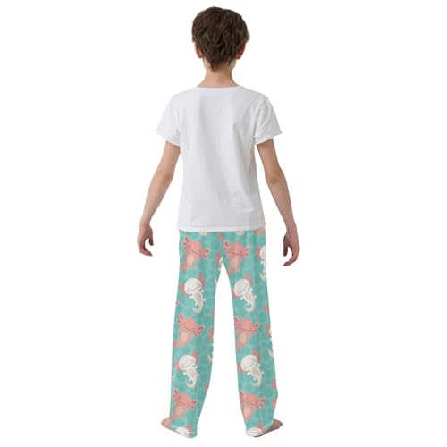 Pfrewn Pajama Pants Kawaii Axolotl Green Casual Lounge PJ Bottoms with Pockets, XL3
