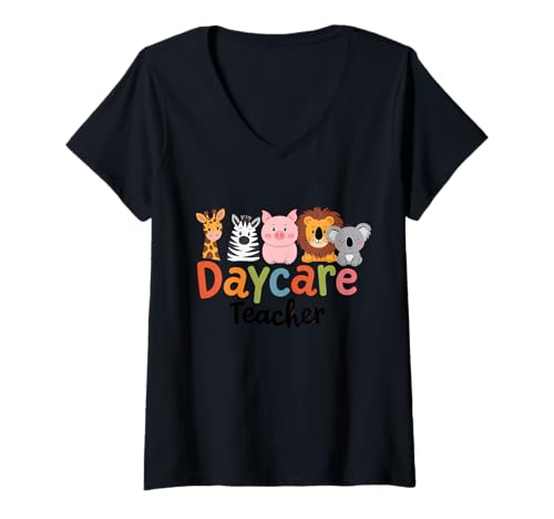 Mujer Maestro de guardería Proveedor de guardería Cuidado infantil Guardería infantil Camiseta Cuello V