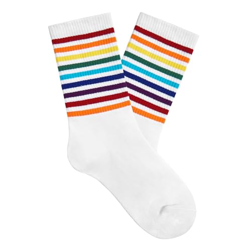 Image of American Trends Womens Novelty Striped Crew Socks Athletic Vintage Slouch Mid Calf Tube Socks