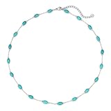 LADYGD Created Turquoise Necklace for Women Silver Plated Oval Choker Boho Necklaces Handmade Beach Summer Everyday Western Jewelry Gifts Silver