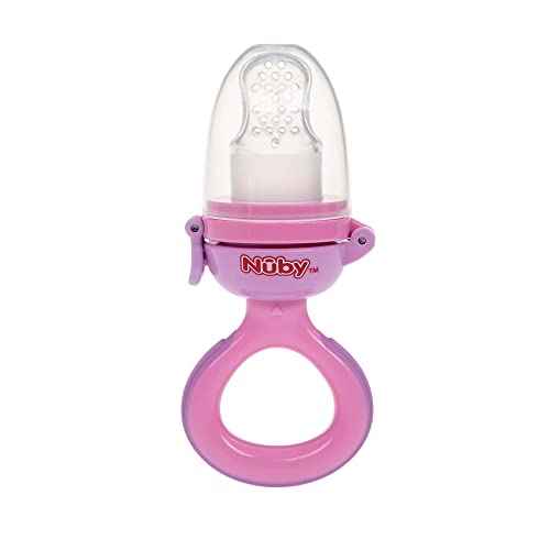 Nuby - Nibbler Grignoteur en silicone - Grignoteur baby pour les bébés et les jeunes enfants à partir de 6 mois sans BPA - pour fruits et légumes - Rose NV05008PINK