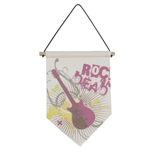 Drapeau en toile à suspendre guitare rock idée cadeau musique