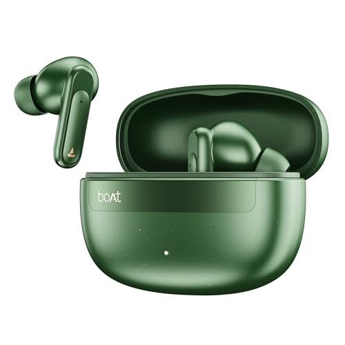 Image of boAt Airdopes Plus 222 with Immersive Spatial Audio, 60H Battery, 13mm Drivers, App Support, Multi Connect, Beast Mode, Voice Assistant TWS Earbuds with mic (Olive Green)
