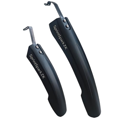SprintSparkZK Bicycle Fender Set Front and Rear Fenders Providing Wider and Thicker Protective Fenders(A:Black)