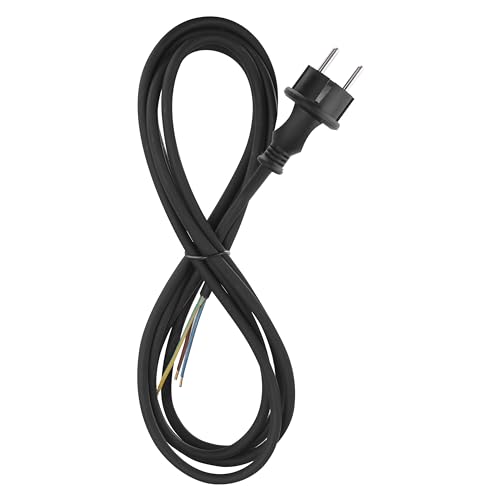 EMOS Gummi-Anschlussleitung 3 m Zuleitungskabel Anschlusskabel für mittlere mechanische Belastung Verbindungskabel Schuko 3 x 1.0 mm2 H05RN-F Gummi/Neopren Schwarz