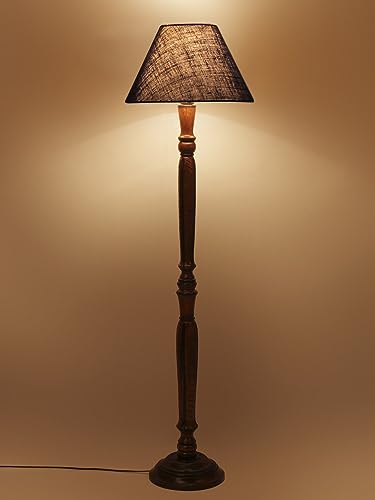 Image of Devansh Blue Jute Conical Wooden Floor lamp -27
