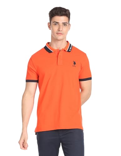 Image of U.S. POLO ASSN. Solid Slim Fit Polo T Shirts for Men - 100% Cotton, Half Sleeves Mens Tshirt