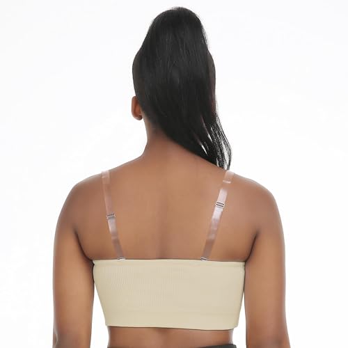 Image of Zimcti Strapless Bras for Women Comfortable Non-Slip Silicone Bandeau Bra Seamless Tube to Bralette Black+Beige+White S