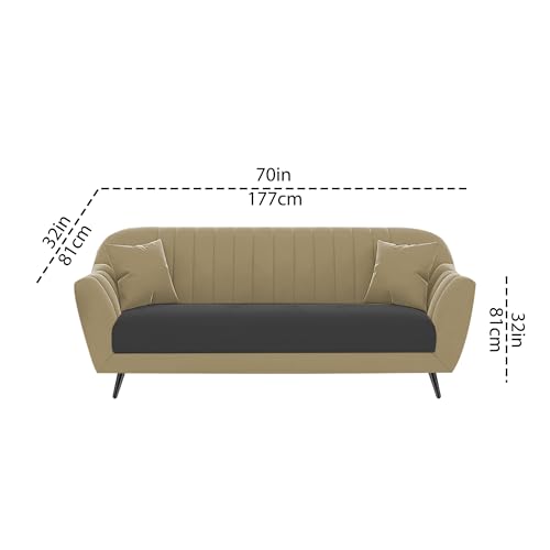Image of Atticus 3+1+1 Seater Sofa Set for Living Room (Cream Black Colour) Premium Fabric Sofa