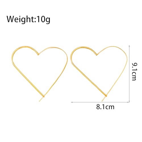 Gold Large Heart Hoop Earrings for Women Minimalist Sweet Hollow Love Dangle Statement Earrings Hypoallergenic Heart Earrings Valentine's Day Jewelry3