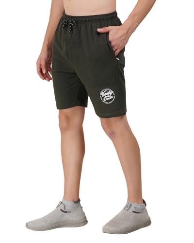 Image of LEELOUIS Men's Cotton Premium Shorts -2 Side Zipper Pockets | Idael for Gym,Travel for Daily Use