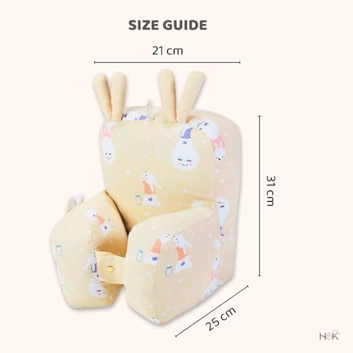 Image of haus & kinder 100% Cotton Poplin Adjustable Pillow Cum Seat for 6 to 9 Months, Head Protector for Safety, Multi Color, Size H 31cm W 21cm, Serene Dreamscape, 1Pc