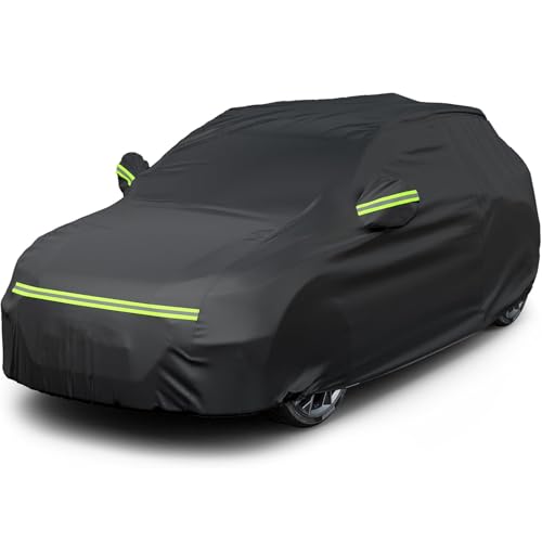 UNIFACE Car Cover Waterproof All Weather for SUV Outdoor Full Car Covers Universal Fit for 185-193 Inch Heavy Duty Full Exterior Covers with Windproof Straps All Weather Protection Black