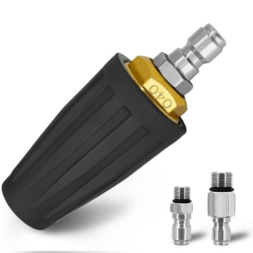 ZephyrCraft Rotating Turbo Nozzle for Pressure Washer 4000 PSI 4.0GPM Quick Release Stainless Steel Multi-Function Power Washer Spray Nozzle with 1/4 3/8 Quick Connectors for Car & Outdoor