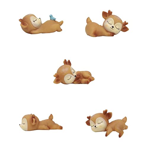 LOVIVER 5pcs REH Dekofigur Miniaturtier Hirsch Tierfiguren für Kinder Weihnachten Dekoration Cover