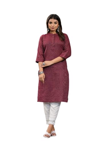 Image of Juniper Bottle Green Striped Printed Cotton Kurta with Button Detail