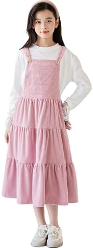 Children's Clothing, Girls' Clothing, Long Sleeve, Top, Jumper Skirt, 2-Piece Set, Striped Pattern, A-Line, Cake Type, Skirt, Long Length, Korean, Loose, Everyday Wear, Cute, Spring and