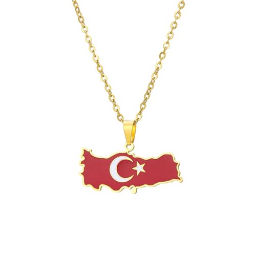 For Turkey Stainless Steel Map Pendant Necklaces Jewelry Gold Color Items for Bridal Women Man Party Gifts Earrings Sets Jewelry