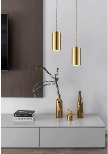 Éclairage suspendu industriel longue lampe de petite taille dorée en laiton
