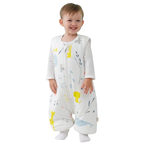 Saco de dormir para bebé, 2,5 tog (nivel de aislamiento térmico), 100 % algodón puro, varias tallas, para todo el año, para otoño e invierno