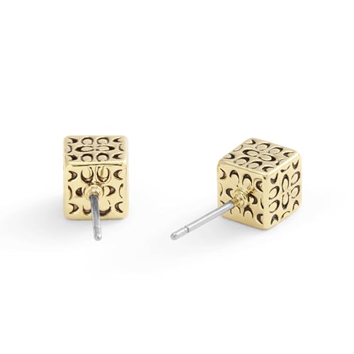 COACH Women's Signature Quilted Cube Stud Earrings2