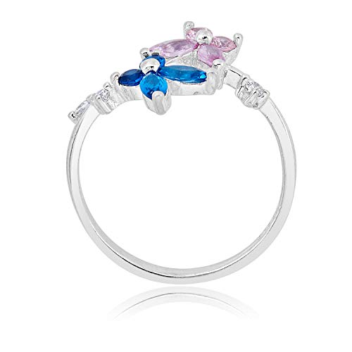 Image of AVORA 925 Sterling Silver Adjustable Butterfly Toe Ring with Simulated Diamond CZ