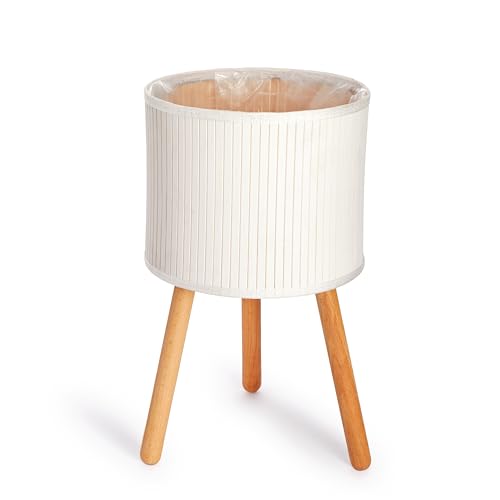 Paco Home Blumentopf Übertopf Natur Rattan Set mit Folieneinsatz Pflanzentopf Auslaufsicher Groß für Zimmerpflanzen, Farbe:Weiß, Sets:2pcs Set/Design 4