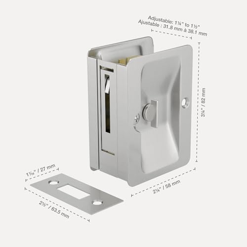 Image of Richelieu | Onward Privacy Pocket Door Pull, Rectangular, Brushed Nickel