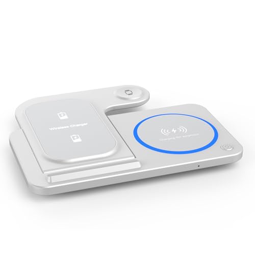 Ofggd Estación de carga inalámbrica 3 en 1 con pequeña pantalla LED rápida para dispositivos activados, teléfonos, relojes, auriculares, base activada con LED