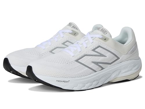 New Balance Women's Fresh Foam X 860 V14 Running Shoe, White/Sea Salt/Black, 9 M