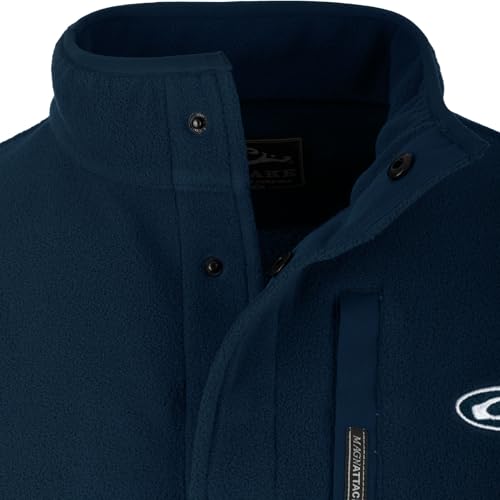 Drake Waterfowl Men's Camp 2.0 Fleece Pullover | Hunting Anti-Pill Moisture Wicking 1/4 Neck Snap Sweater with Chest Pocket, Navy, X-Large4