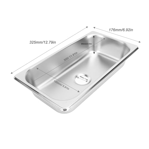 Stainless Steel Bar Sink - Rectangular Single Bowl with 40mm Sewer Outlet, Embedded Hand Wash Basin for Boat Caravan, Yachts - Image 2